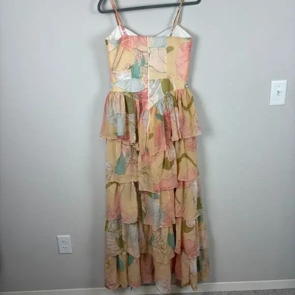 The Dolls House Dolce Dress Medium Boho Sexy Floral Chiffon Corset Bodice Pastel - Picture 8 of 9